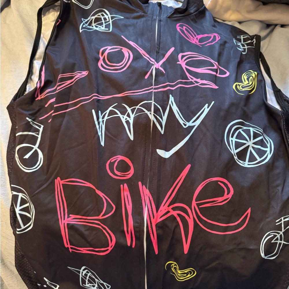 Black Cycling Vest with Colorful Graphics
